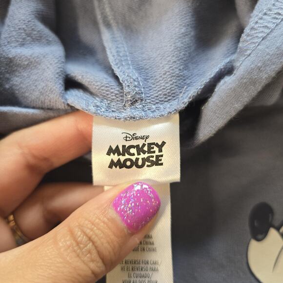 Disney Mickey Mouse Shirt Youth 4 Gray Hooded Short Sleeve Kids Pullover Tee - Picture 5 of 9